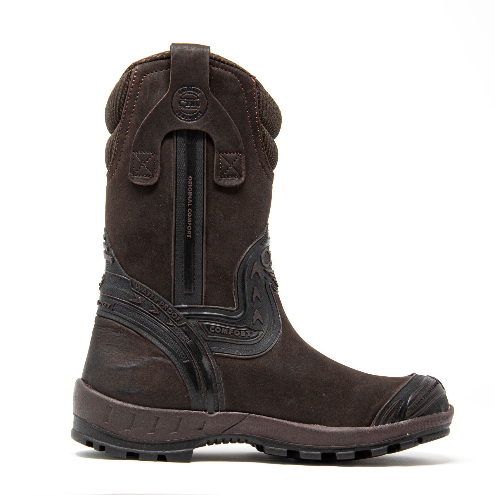 Men's Work Boots - Waterproof - Brown Work Boots - Cebu - Pull On Work Boots - Brown Wellington Work Boots
