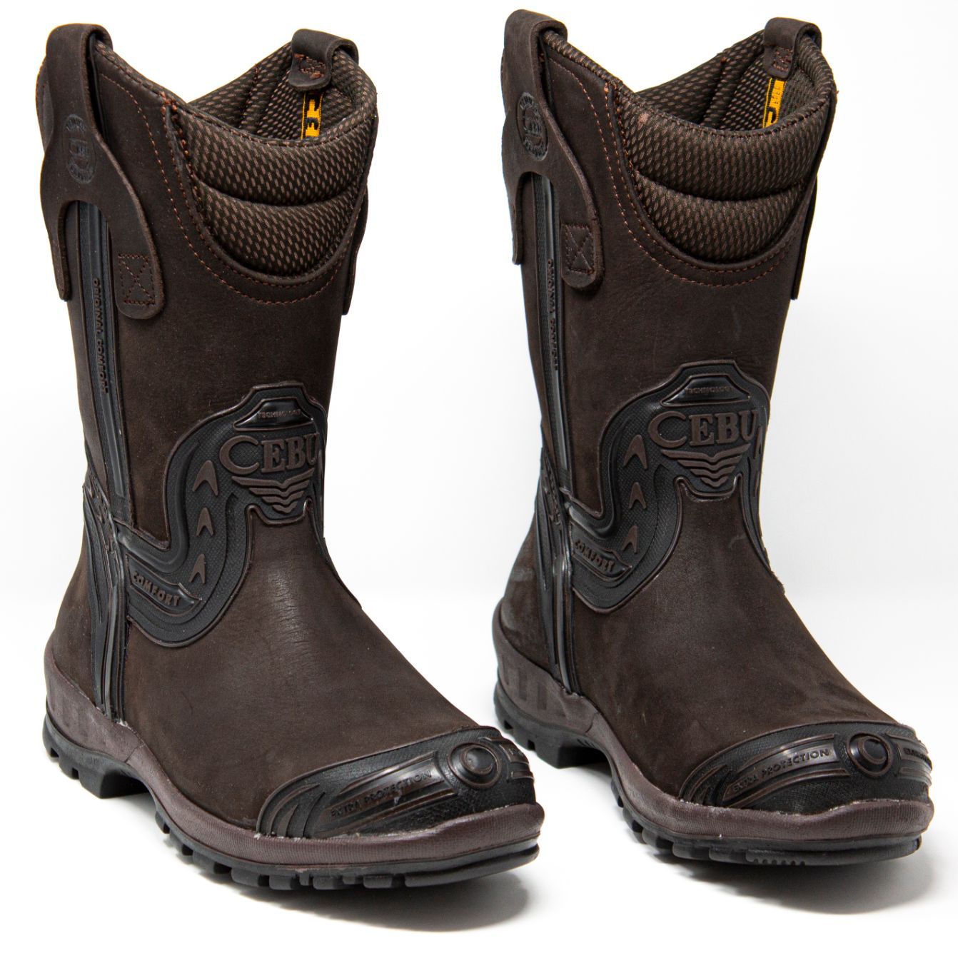 Men's Work Boots - Waterproof - Brown Work Boots - Cebu - Pull On Work Boots - Brown Wellington Work Boots