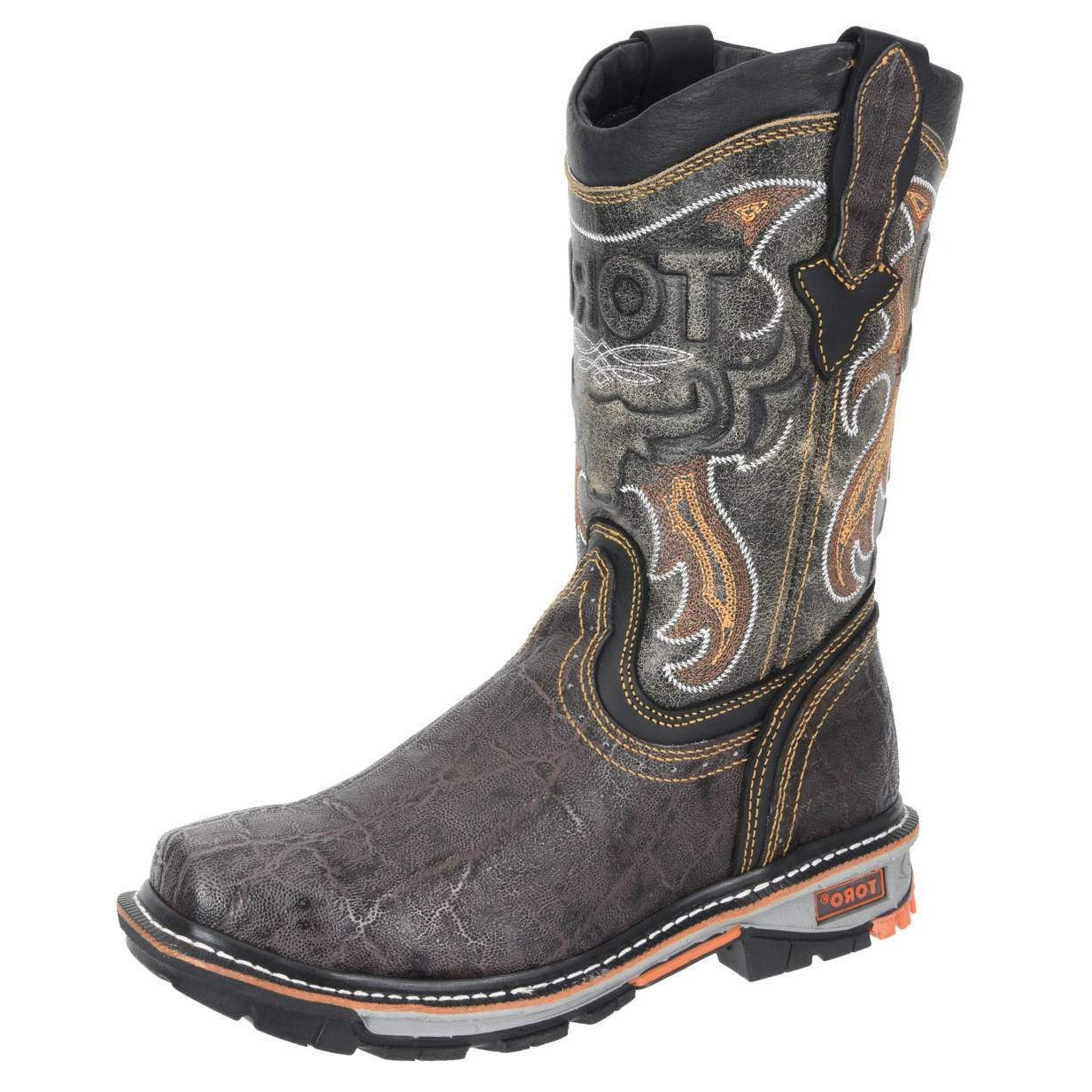 Men's Work Boots - 3-Layer Sole & Composite Toe - Brown Work Boots - Toro Bravo - Pull On Work Boots - Brown Wellington Work Boots