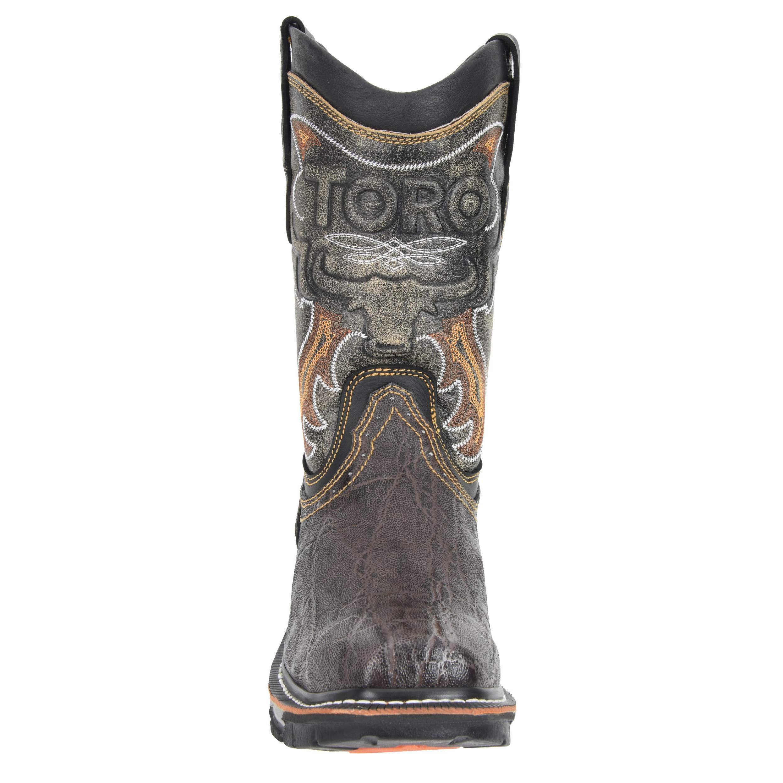 Men's Work Boots - 3-Layer Sole & Composite Toe - Brown Work Boots - Toro Bravo - Pull On Work Boots - Brown Wellington Work Boots