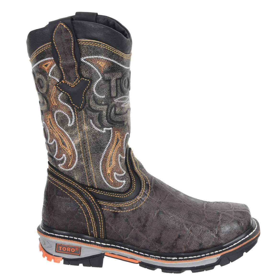 Men's Work Boots - 3-Layer Sole & Composite Toe - Brown Work Boots - Toro Bravo - Pull On Work Boots - Brown Wellington Work Boots