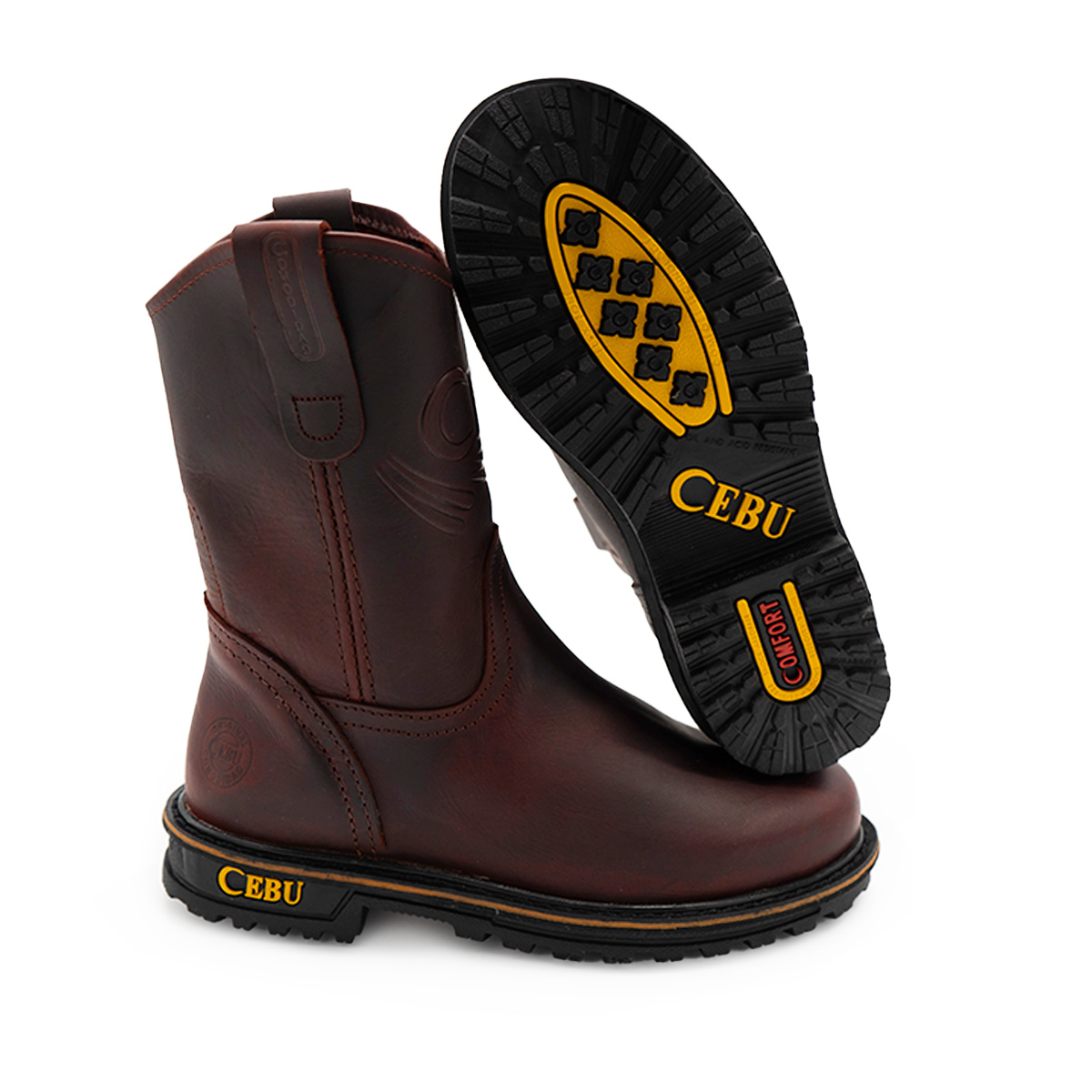 Men s Tractor 10 Pull On Work Boots Soft Toe Sangria 9