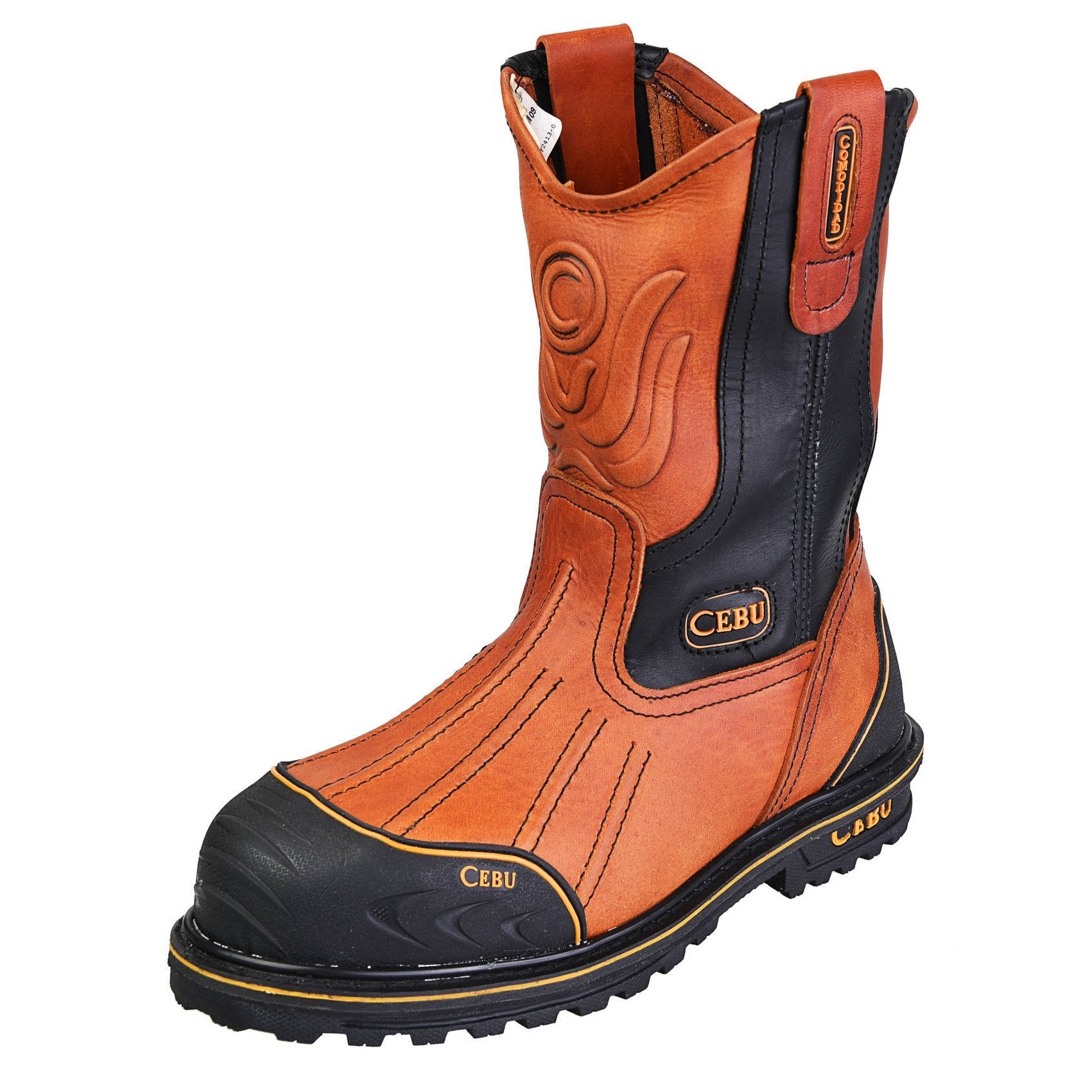 Men's Work Boots - Steel Toe & Rubber Shield - Tan Work Boots - Cebu - Pull On Work Boots - Honey Wellington Work Boots