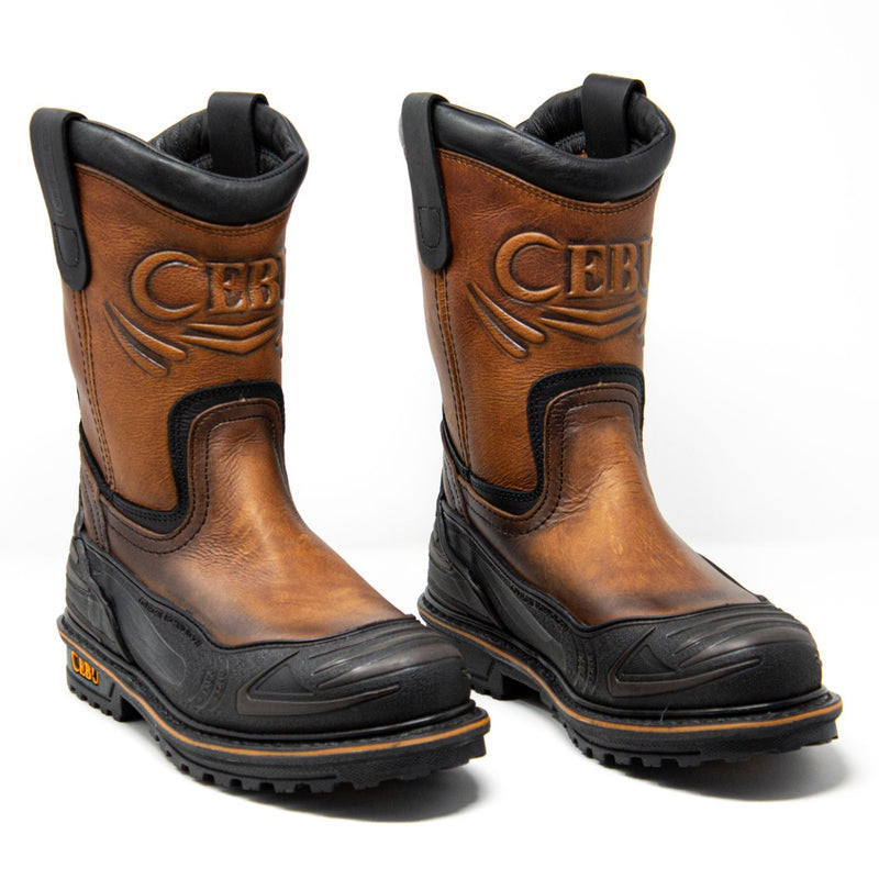 Botas de trabajo para hombres - Botas de trabajo Wellington con punta de acero protección de goma - Botas de trabajo con tiras - 10 " – Cebu boots