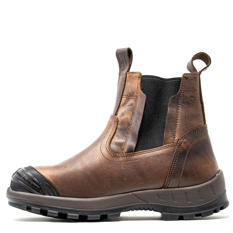 Men's Work Boots - Steel Toe & Rubber Shield - Brown Work Boots - Cebu - Slip On Work Boots - Brown Ankle Work Boots