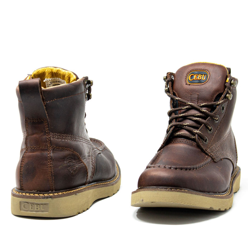 Men's Work Boots - Lightweight - Brown Work Boots - Cebu - 6" Work Boots - Brown 6in Work Boots