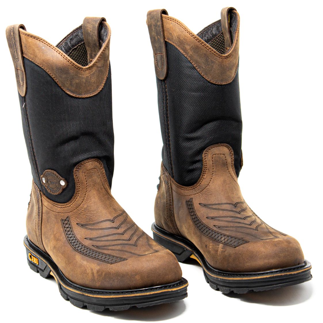 Men's Work Boots - Heavy Duty - Brown Work Boots - Cebu - Pull On Work Boots - Brown Wellington Work Boots