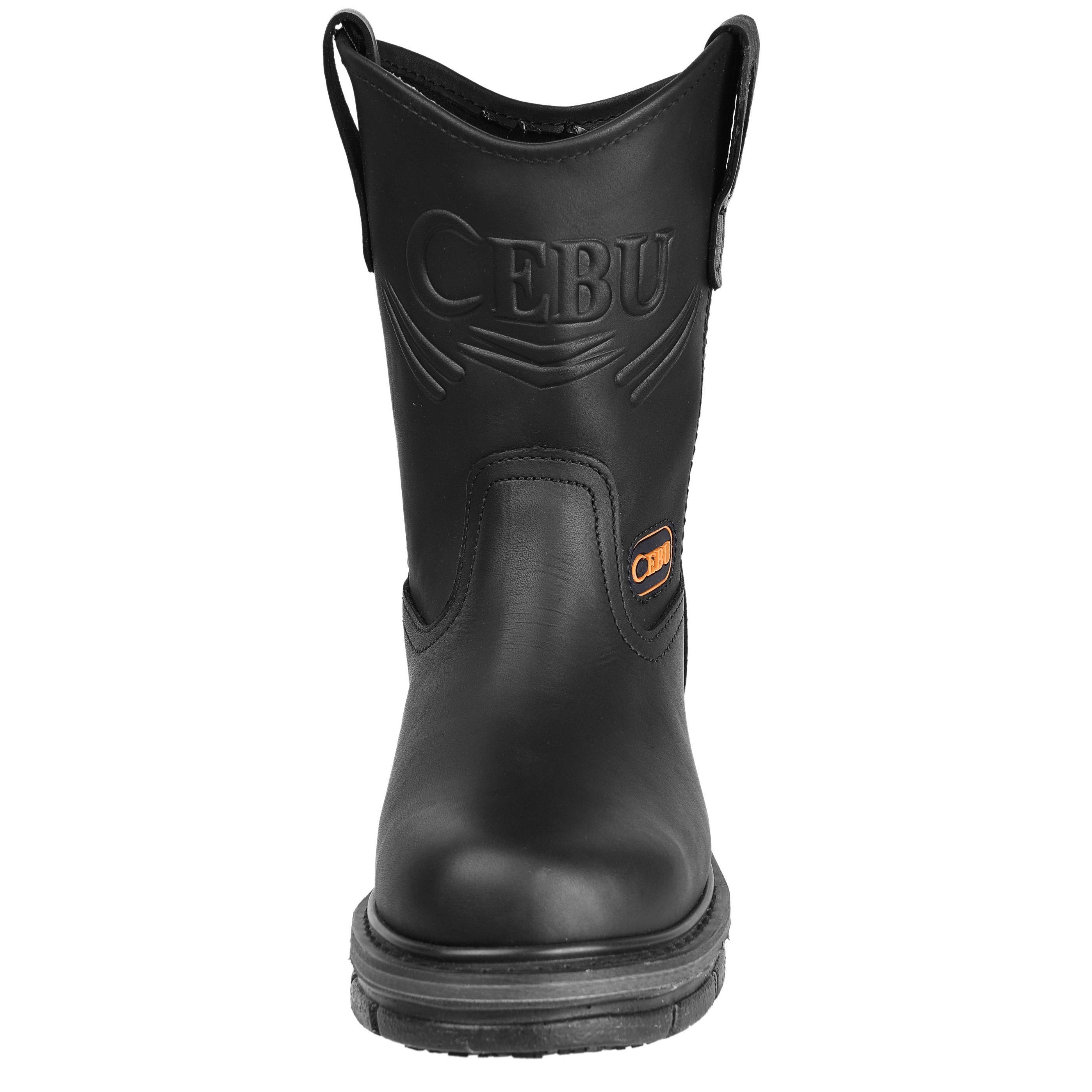 Men's Work Boots - Non Slip - Black Work Boots - Cebu - Pull On Work Boots - Black Wellington Work Boots