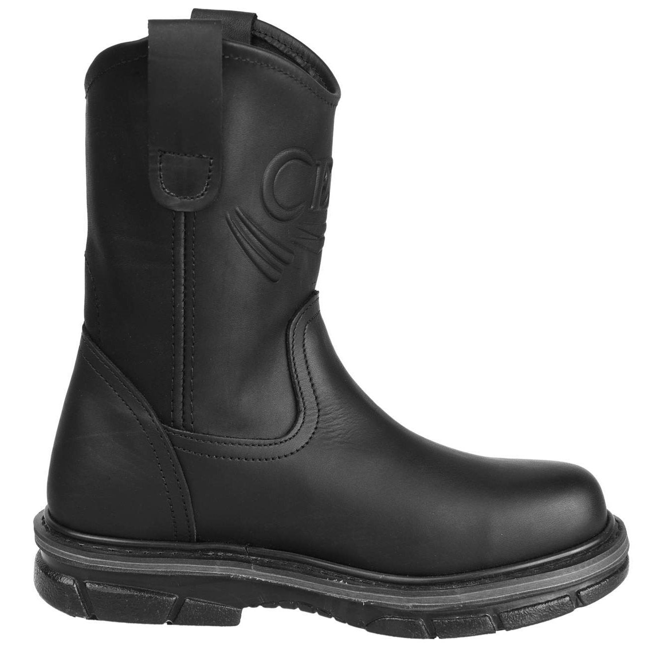 Men's Work Boots - Non Slip - Black Work Boots - Cebu - Pull On Work Boots - Black Wellington Work Boots