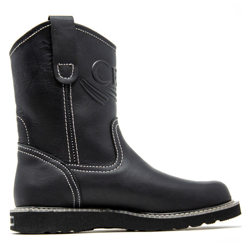 Men's Work Boots - Lightweight & Wedge Sole - Black Work Boots - Cebu - Pull On Work Boots - Negro Wellington Work Boots