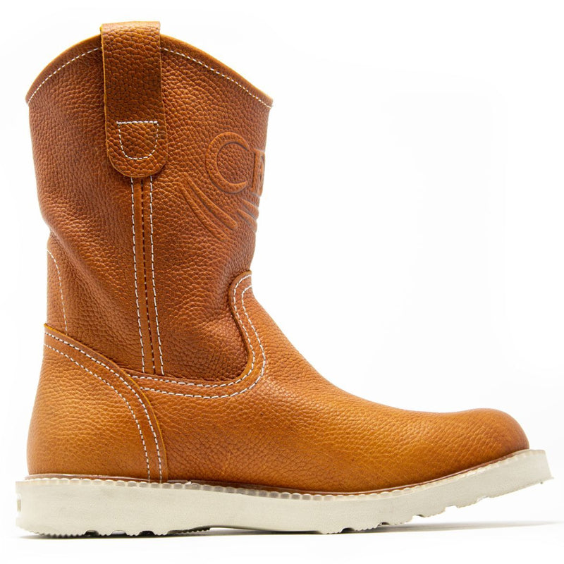 Men's Work Boots - Lightweight & Wedge Sole - Tan Work Boots - Cebu - Pull On Work Boots - Tan Wellington Work Boots