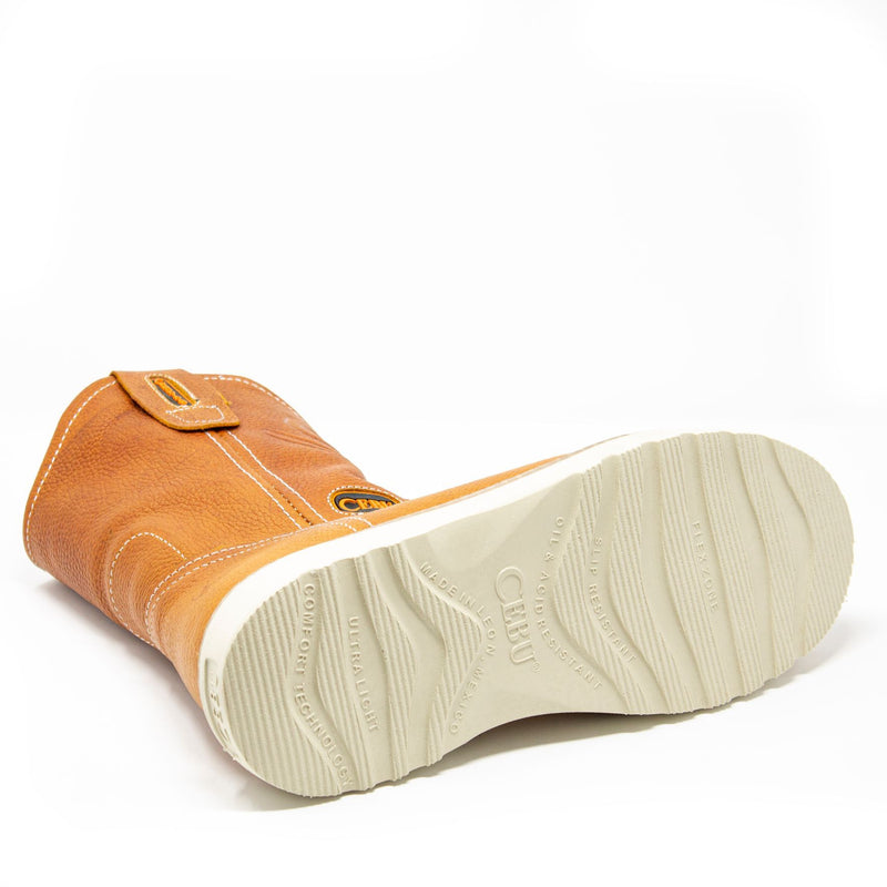 Men's Work Boots - Lightweight & Wedge Sole - Tan Work Boots - Cebu - Pull On Work Boots - Tan Wellington Work Boots