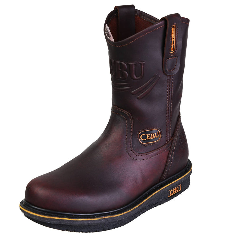 Men's Work Boots - Wedge Sole - Shedron Work Boots - Cebu - Pull On Work Boots - Shedron Wellington Work Boots