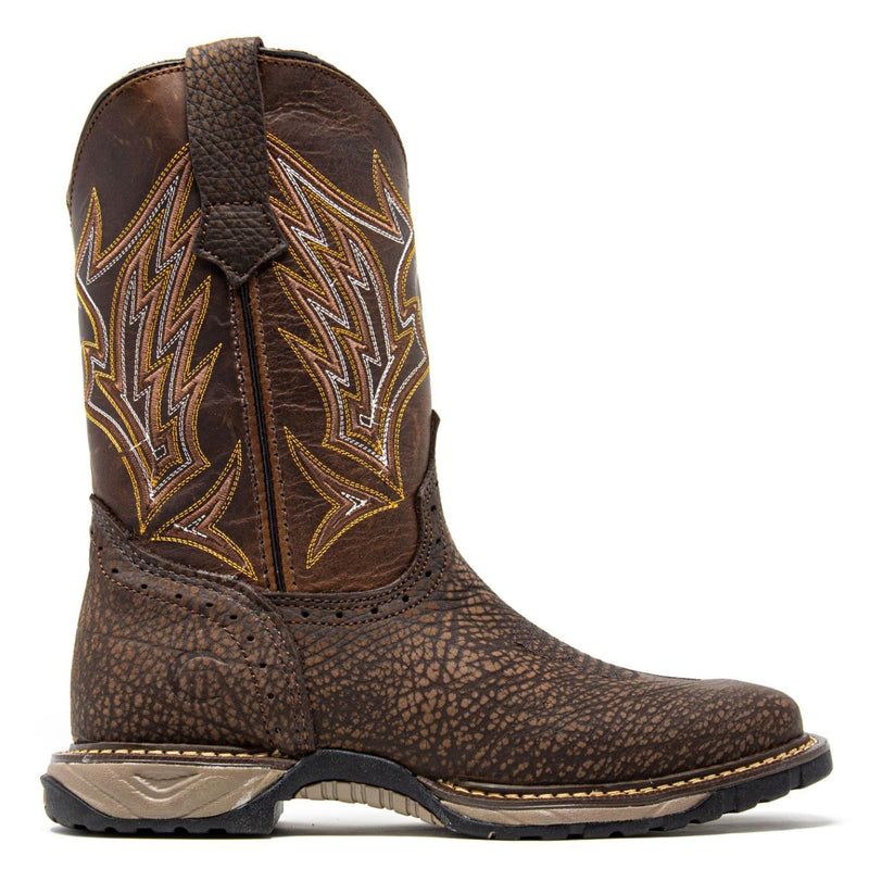 Men's Work Boots - Square Toe & Lightweight - Brown Work Boots - Cebu - Pull On Work Boots - Chocolate Wellington Work Boots