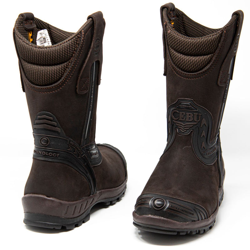 Men's Work Boots - Waterproof - Brown Work Boots - Cebu - Pull On Work Boots - Brown Wellington Work Boots