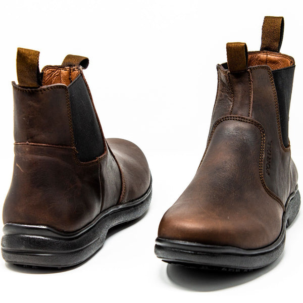 Men's Work Boots - Non Slip - Brown Work Boots - Fortal - Slip On Work Boots - Brown Ankle Work Boots