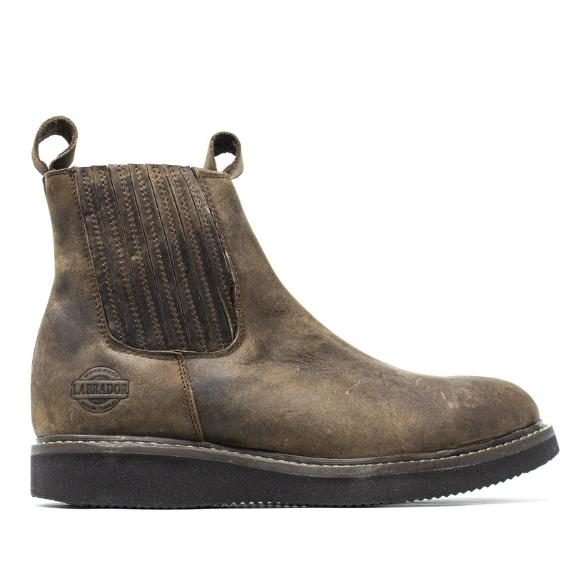 Men's Work Boots - Lightweight & Wedge Sole - Brown Work Boots - Labrador - Slip On Work Boots - Brown Ankle Work Boots