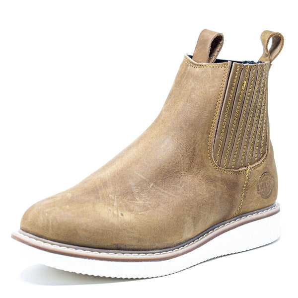 Men's Work Boots - Lightweight & Wedge Sole - Tan Work Boots - Labrador - Slip On Work Boots - Tan Ankle Work Boots