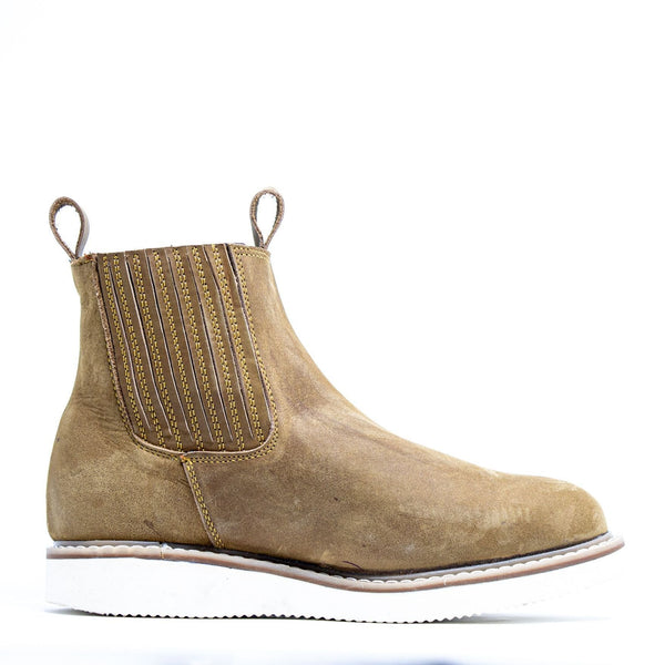 Men's Work Boots - Lightweight & Wedge Sole - Tan Work Boots - Labrador - Slip On Work Boots - Tan Ankle Work Boots