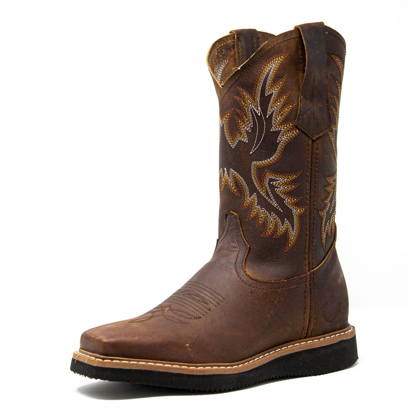 Men's Work Boots - Lightweight & Wedge Sole - Brown Work Boots - Labrador - Pull On Work Boots - Brown Wellington Work Boots
