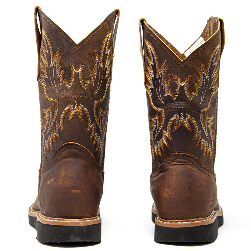Men's Work Boots - Lightweight & Wedge Sole - Brown Work Boots - Labrador - Pull On Work Boots - Brown Wellington Work Boots