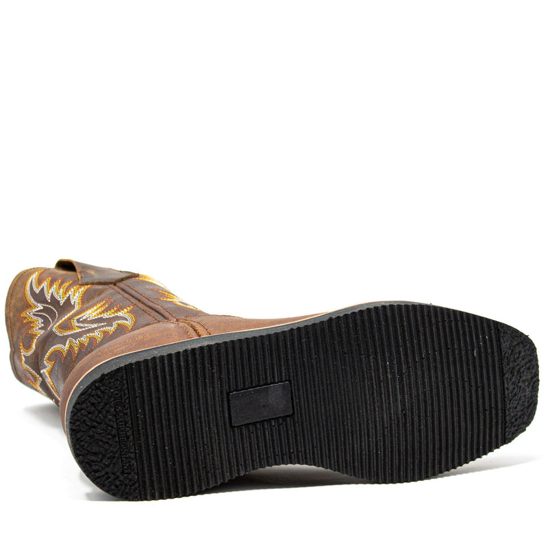 Men's Work Boots - Lightweight & Wedge Sole - Brown Work Boots - Labrador - Pull On Work Boots - Brown Wellington Work Boots