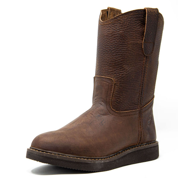 Men's Work Boots - Lightweight & Wedge Sole - Brown Work Boots - Labrador - Pull On Work Boots - Brown Wellington Work Boots