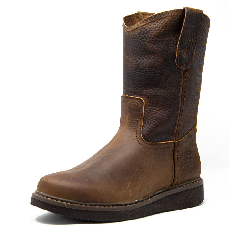Men's Work Boots - Lightweight & Wedge Sole - Brown Work Boots - Labrador - Pull On Work Boots - Brown Wellington Work Boots
