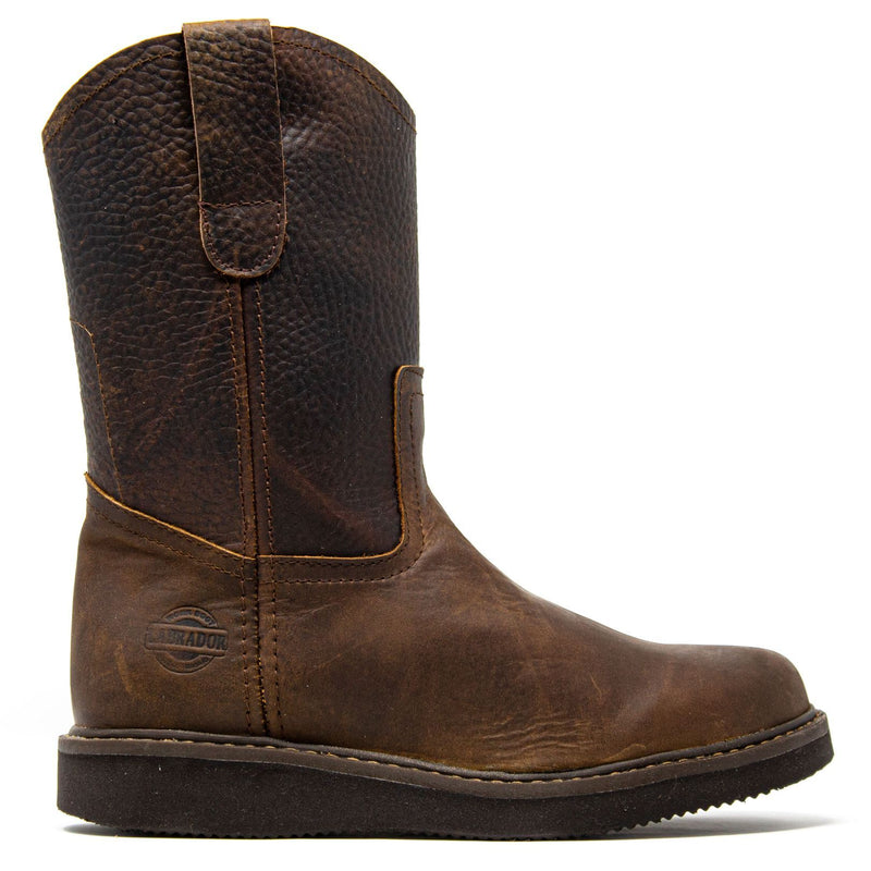 Men's Work Boots - Lightweight & Wedge Sole - Brown Work Boots - Labrador - Pull On Work Boots - Brown Wellington Work Boots
