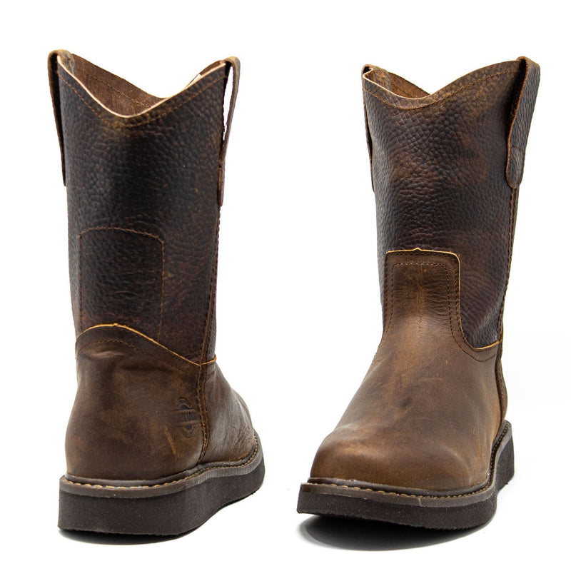 Men's Work Boots - Lightweight & Wedge Sole - Brown Work Boots - Labrador - Pull On Work Boots - Brown Wellington Work Boots