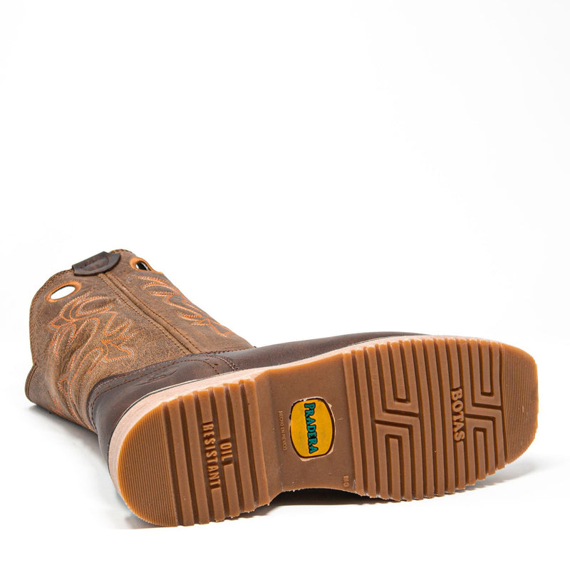 Men's Work Boots - Steel Toe - Brown Work Boots - Pradera - Pull On Work Boots - Brown Wellington Work Boots