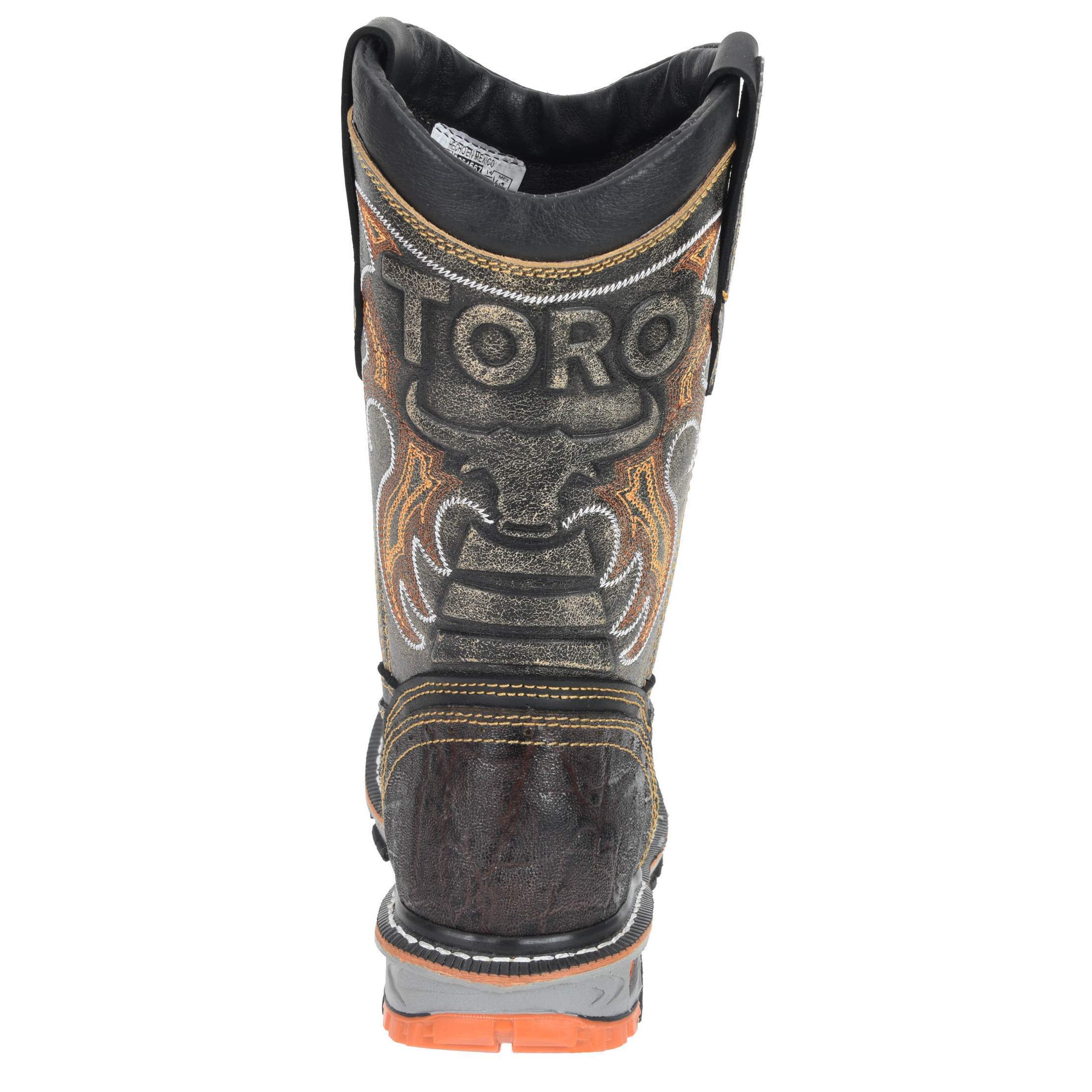 Men's Work Boots - 3-Layer Sole & Composite Toe - Brown Work Boots - Toro Bravo - Pull On Work Boots - Brown Wellington Work Boots