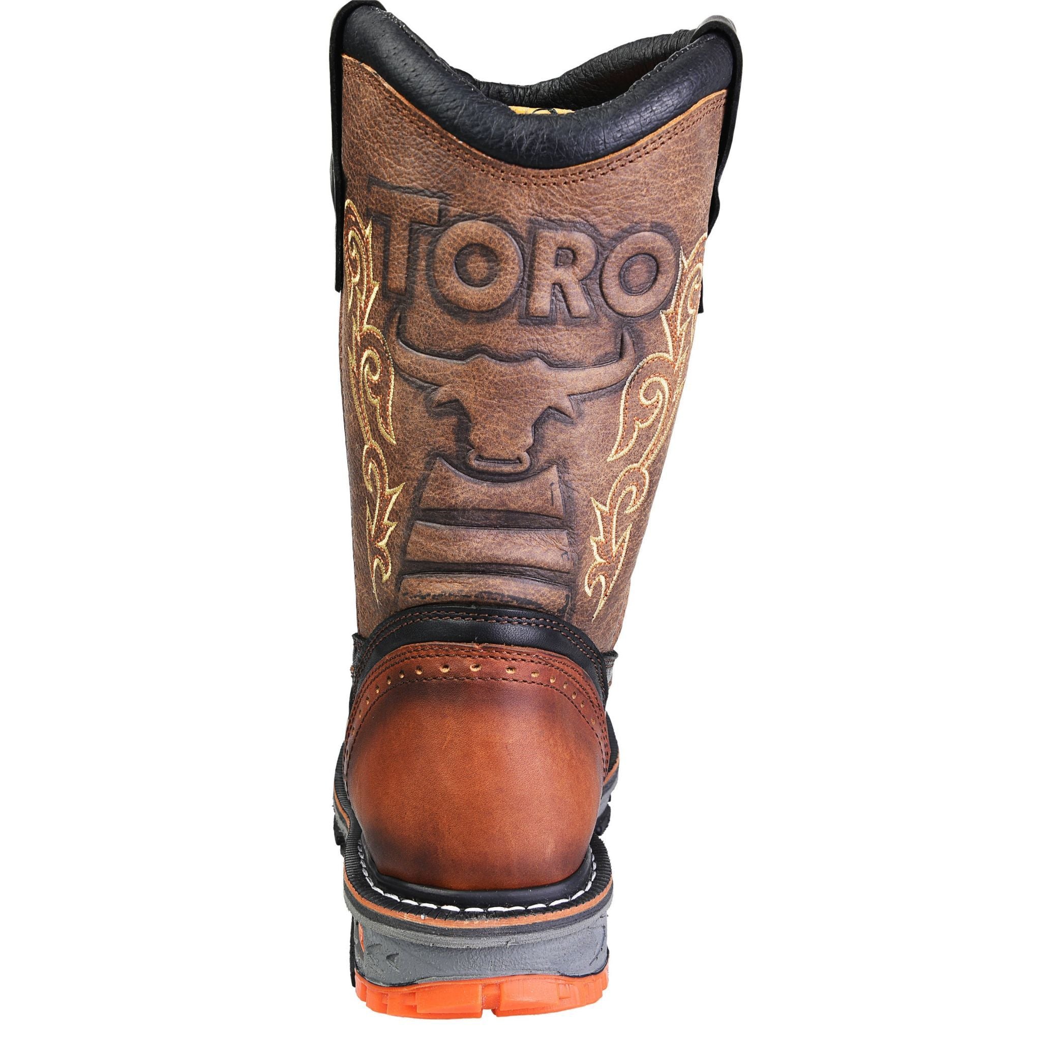Men's Work Boots - Steel Toe & 3-Layer Sole - Tan Work Boots - Toro Bravo - Pull On Work Boots - Tan Wellington Work Boots