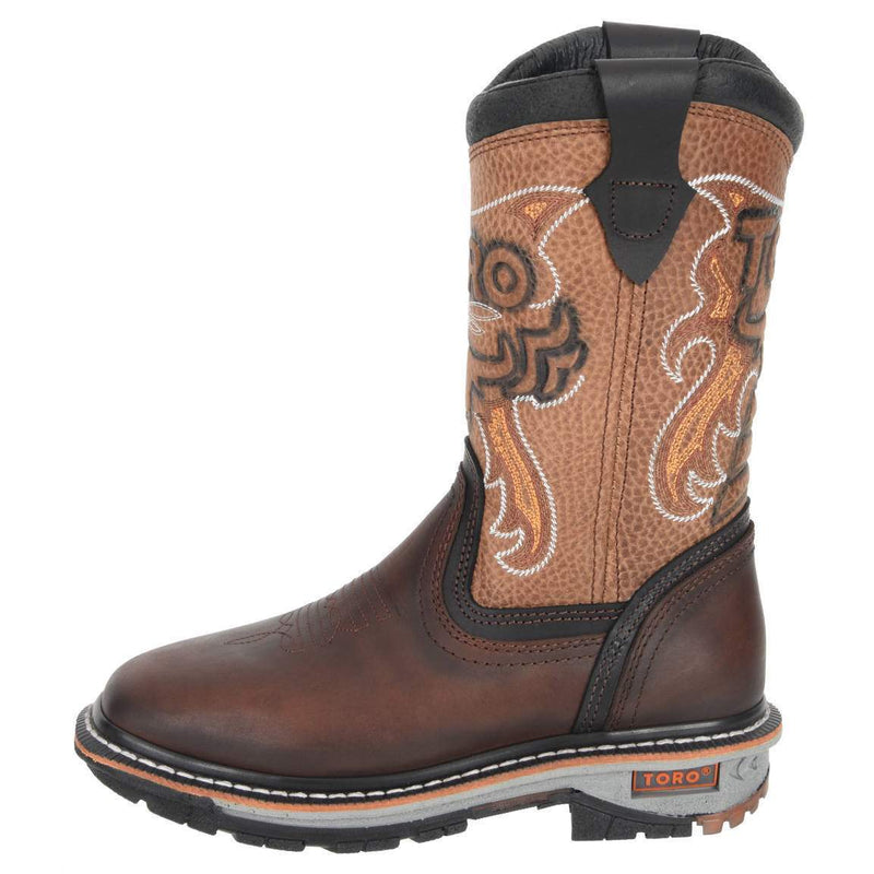 Women's Work Boots - 3-Layer Sole & Soft Toe - Brown Work Boots - Toro Bravo - Pull On Work Boots - Brown Wellington Work Boots